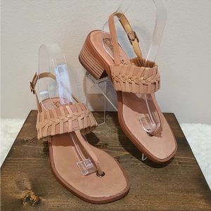 Splendid Tan Braided Strap Strappy Heeled Leather Sandals Size 7